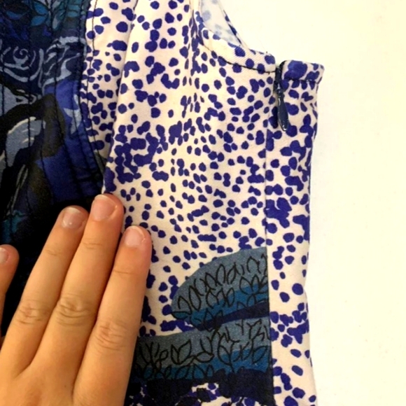 Anthropologie Maeve Savannah Floral Shift Mini Dress Size 2 Blue Cotton Pullover - Picture 5 of 8